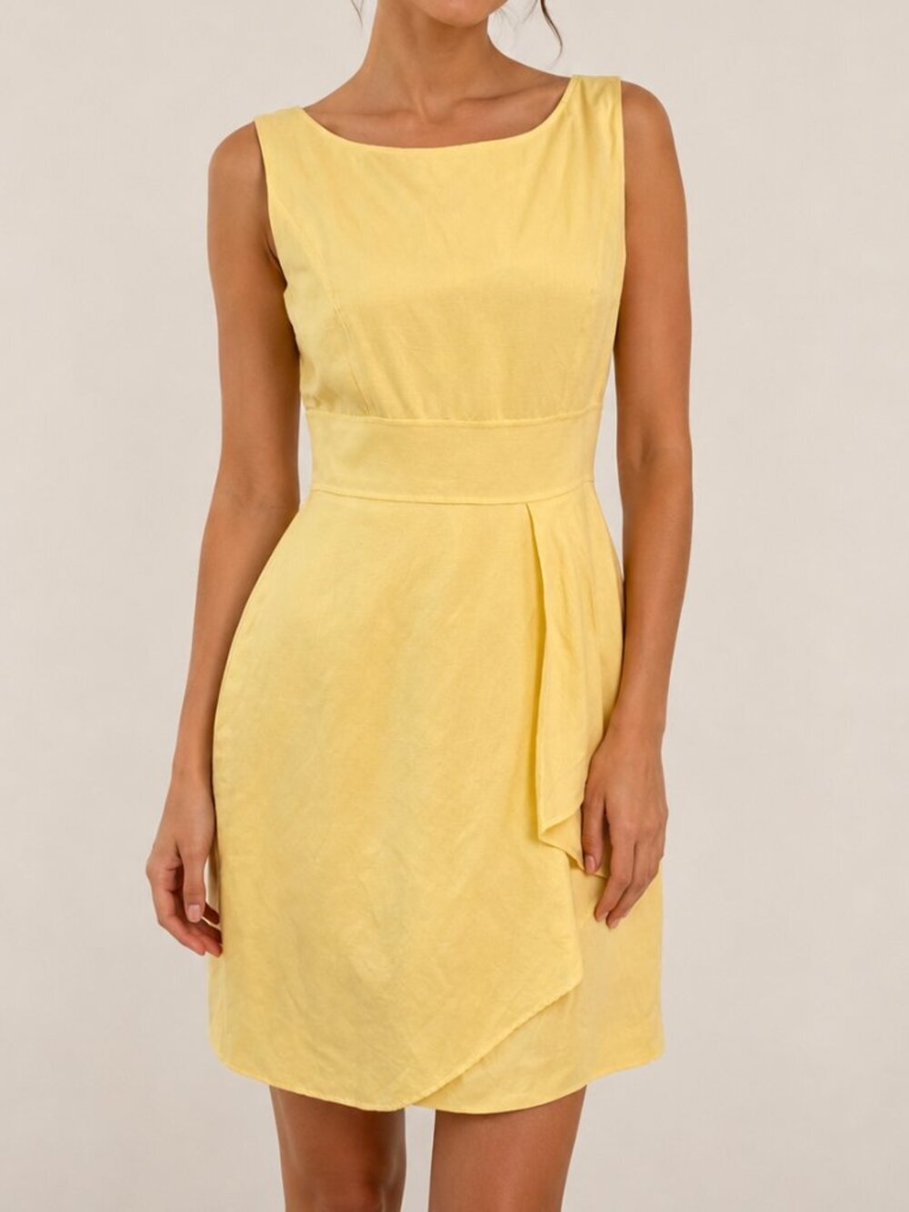 Alex Marie Yellow Linen Blend Dress Size 4 Sleeveless Fit & Flare Summer